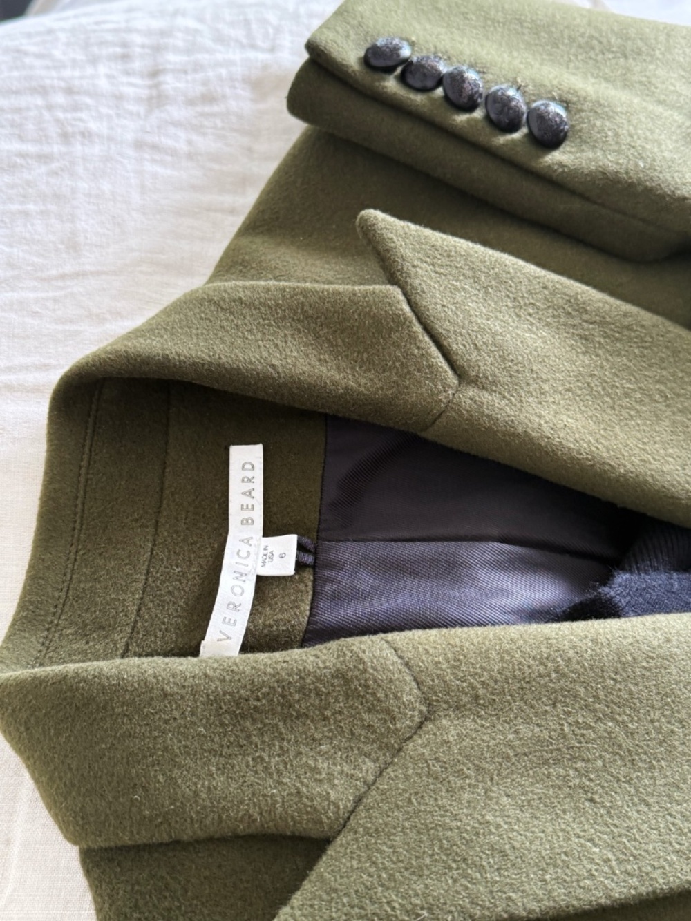 Veronica Beard Wool Voyager Coat Army Green w/ Dickey Sz 6 - Picture 5 of 14